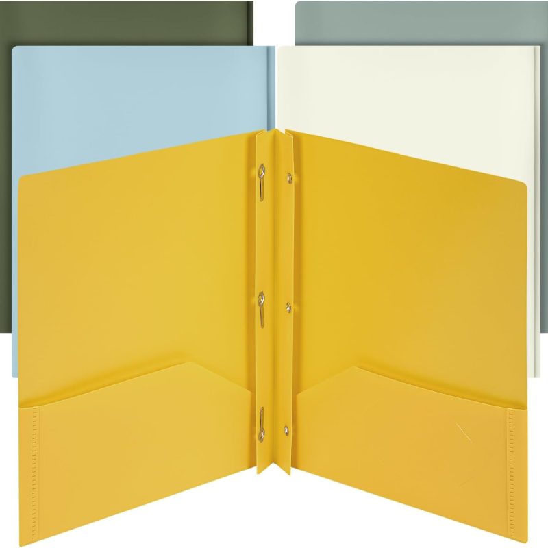 - Plastic Folders with Pockets and Prongs, 5 Pack, Letter Size, Earthlight Colors, Flexible Plastic Folders with Prongs & Card Slot