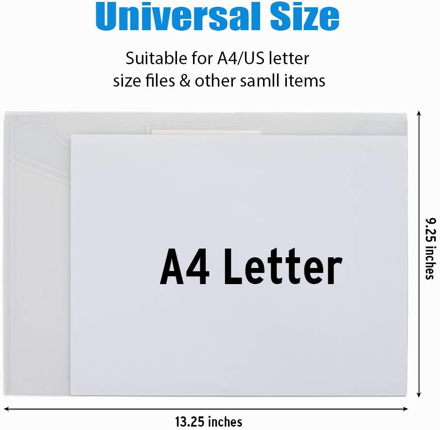 10 Pack Plastic Envelopes File Folders, Clear Folder for Document US Letter A4 Size Poly Envelopes with Label Pockets for School Home Work Office Organizer, Clear - Image 2
