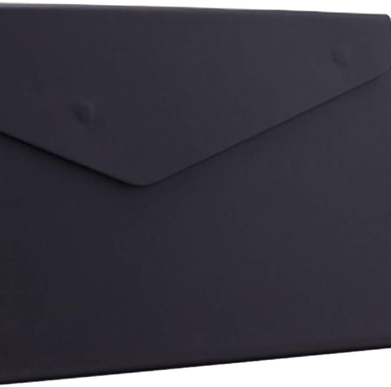 PU Leather A4 File Folder Document Holder Waterproof Portfolio Envelope Folder Case with Invisible Magnetic Closure Black