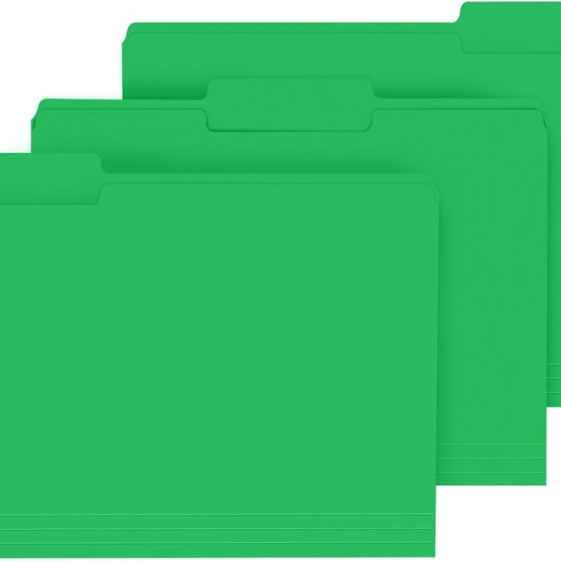File Folder,  120 Pack File Folder, 1/3 Cut Tab, Letter Size, Filing Folder for Office School Business, Green