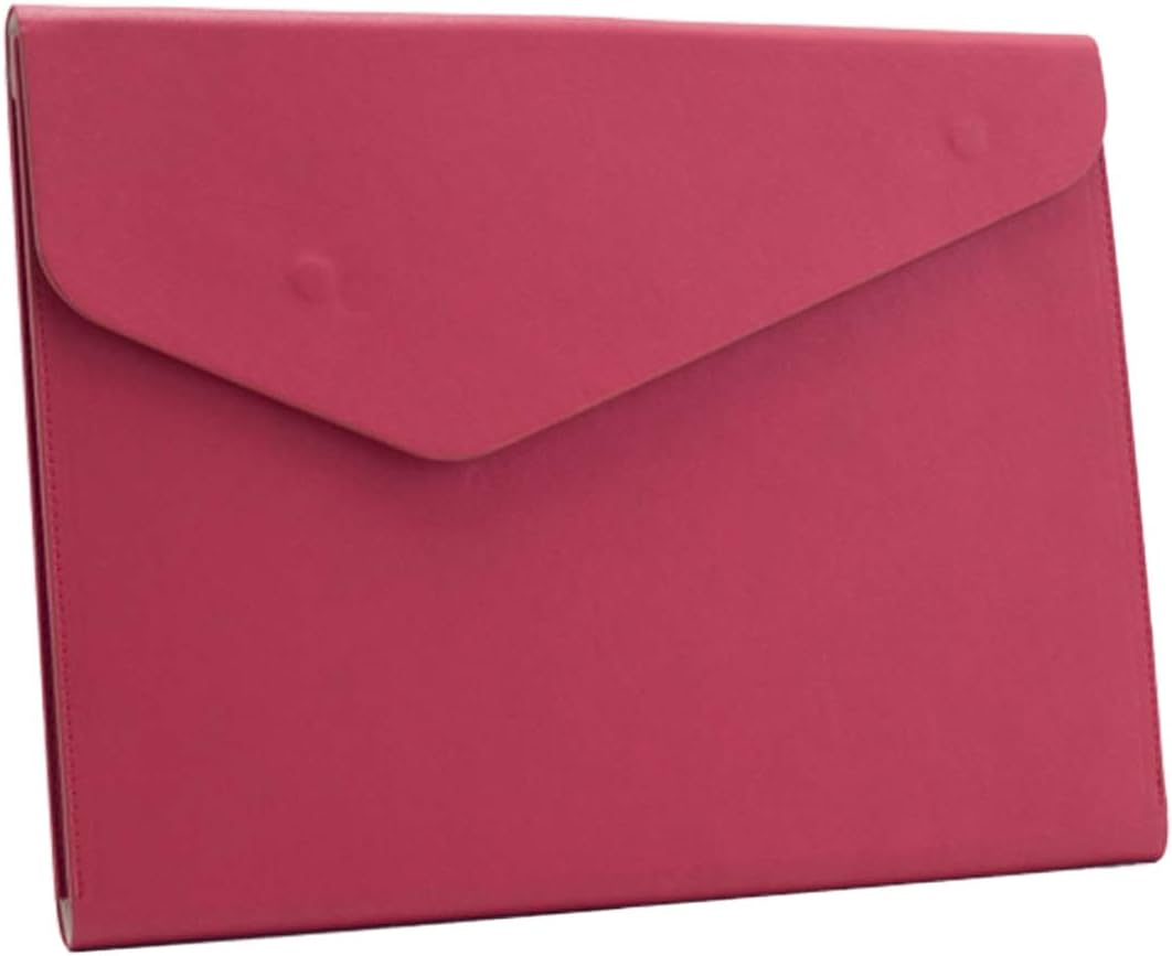 PU Leather A4 File Folder Document Holder Waterproof Portfolio Envelope Folder Case with Invisible Magnetic Closure Red