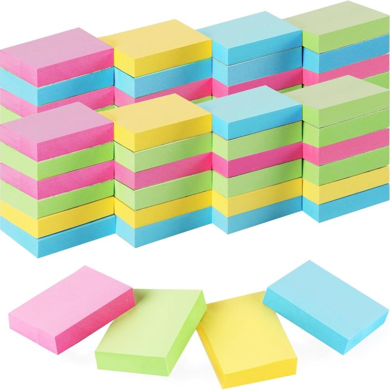 50 Pack Sticky Notes 1.5x2 in, 5000 Sheets Small Self-Stick Note, 4 Color Mini Sticky Notes Pad Bulk, Easy to Post for Office, School, Home
