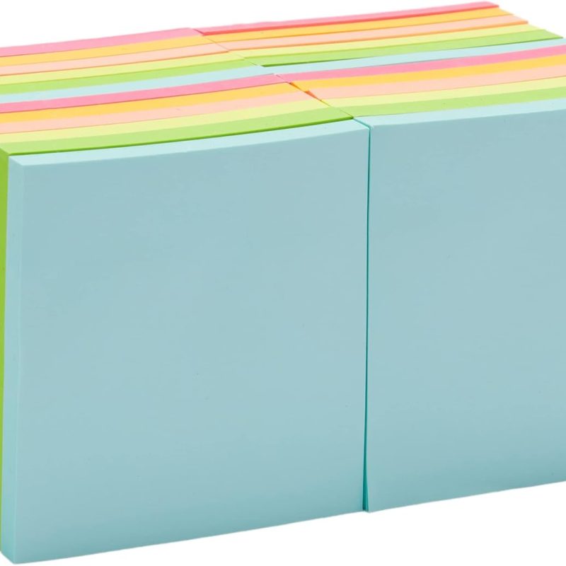 Square Sticky Notes, Office Supplies for Desk, 3-x-3-inch, 24-Pack, Assorted Colors