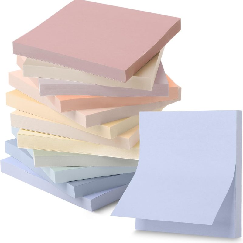 - Sticky Notes, 3”x3”, 12 Pads, 600 Sheets, 12 Soft Vintage Color Sticky Notes 3x3