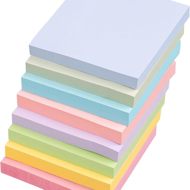 Sticky Notes 3x3 Inches, 8 Pads, 800 Sheets, 8 Color Sticky Note Pads, Premium Sticky Pads, Sticky Notes Bulk, Self-Stick Note Pads, 100 Sheets/pad