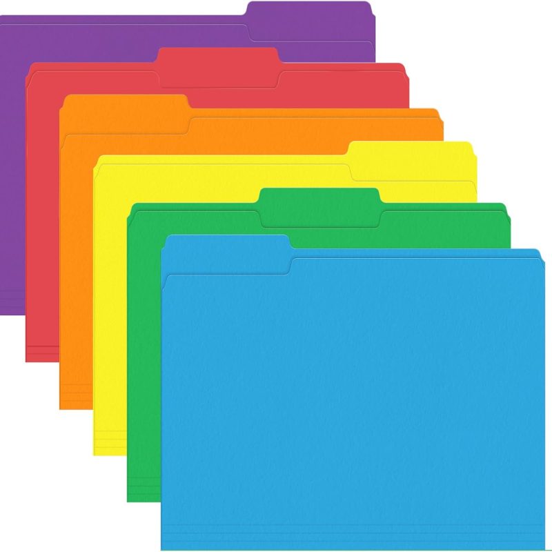 File Folder,  120 Pack Colored File Folder, 1/3 Cut Tab, Letter Size, Assorted 6 Colors Filing Folder for Office School Business