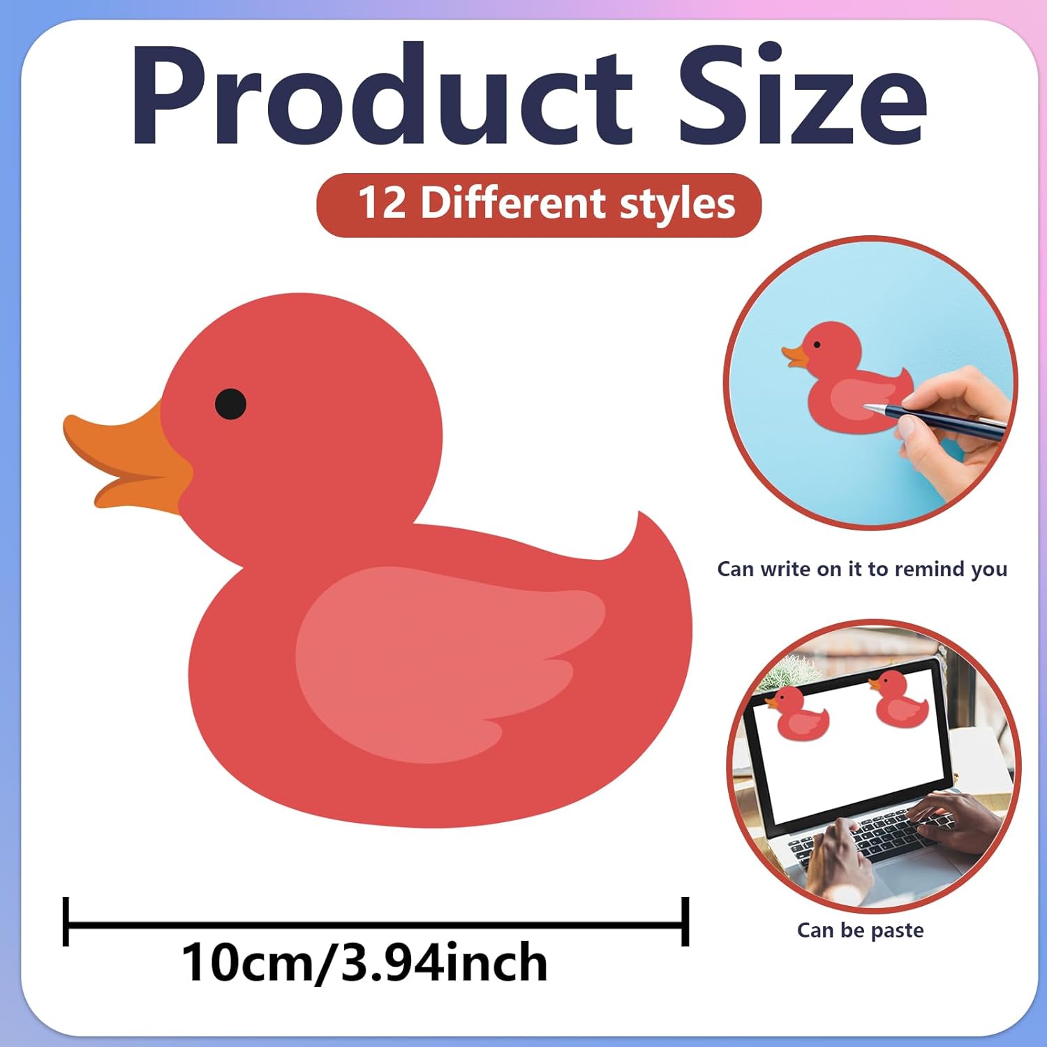 12 Pcs Duck Sticky Notes Small Duck Shaped Note Pads Colorful Animal Self Sticky Post Notes Cute Duck Memo Sticky Tabs for School Office Home Stationery Supplies Party Favors - Image 2
