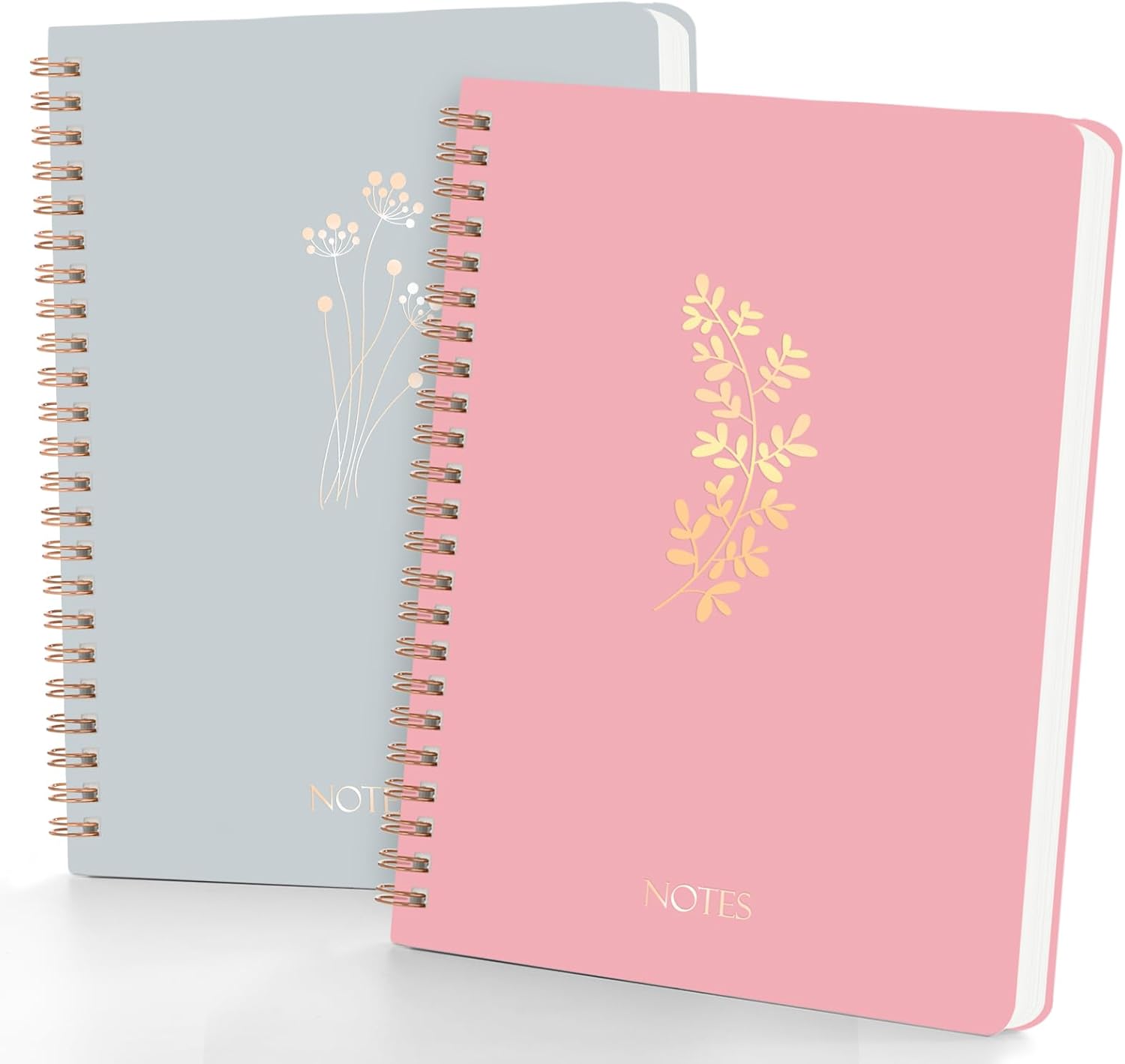 A5 Spiral Notebook College Ruled with Pockets, 6x8 Hardcover Journal with Lined160 Pages, 100 GSM Thick Paper, Writing Notebook for Work, Office & Note Taking, Durable Spiral Bound Notebook for Women (Pink+Cyan)
