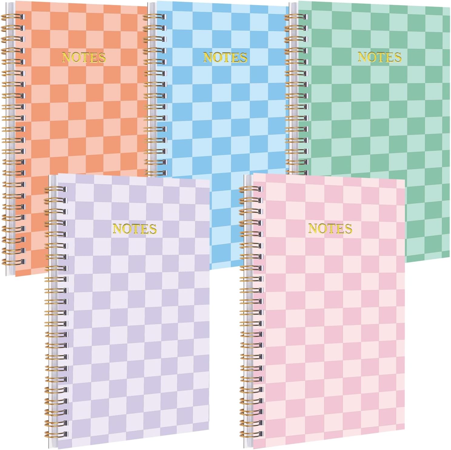 5 Pack Spiral Notebooks 8.27 x 5.51 Inch Aesthetic School Supplies A5 College Ruled 160 Pages/ 80 Sheets Cute Notebook for Work Students School Office Supplies