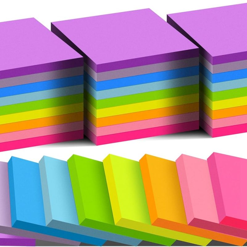 (36 Pack) Sticky Notes 3x3 in Post, 9 Bright Colors Self-Stick Note Pads it, Strong Adhesive, Easy to Post for Home, Office, Notebook