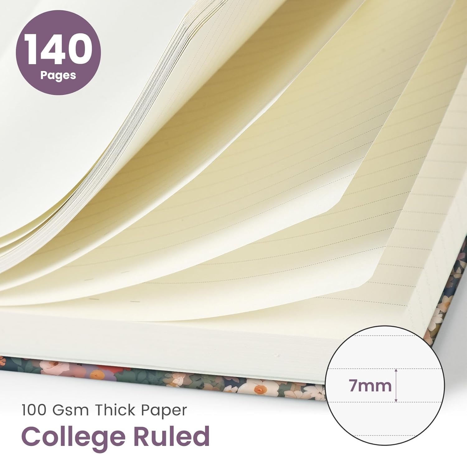 Lined Spiral Journal Notebook for Women, A5 Cute College Ruled Hardcover Notebook for Work & Note Taking, Pretty Journal for Writing, 140 Pages, Flower Garden - Image 2