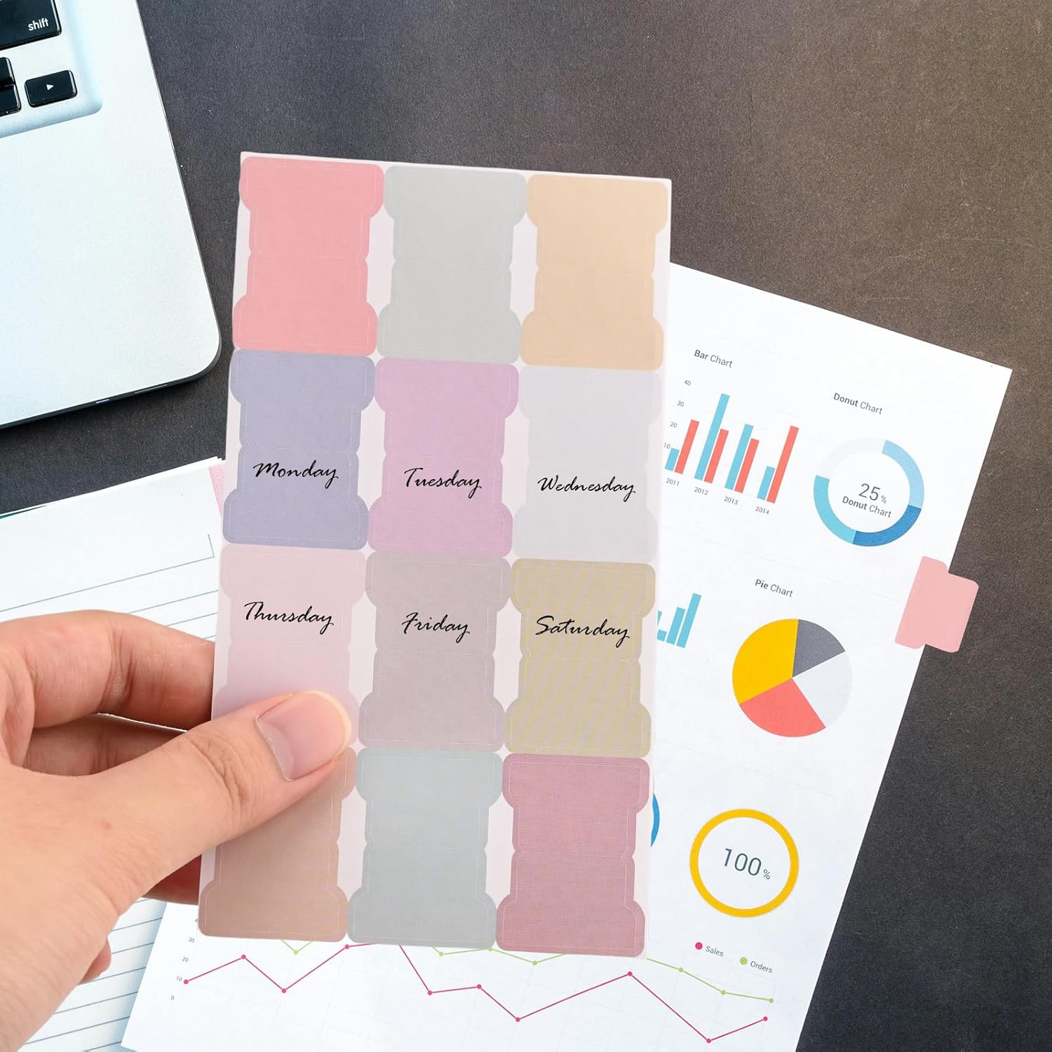 25 Sheets/300 Pieces Sticky Index Tabs Double Sided Post-it Flags Book Page Markers Tabs Self Adhesive Stickers Blank Monthly Tabs Writable Sticky Notes for Labeling - Image 2