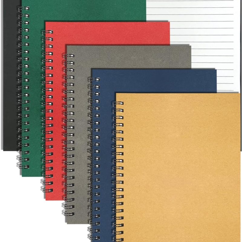 Small Spiral Notebook 6Pack, 120 Lined Pages 8.25x5.50 Inches Spiral Journal Kraft Cover Notebooks & Writing Pads for School Home Office Aesthetic Sketch Drawing Note