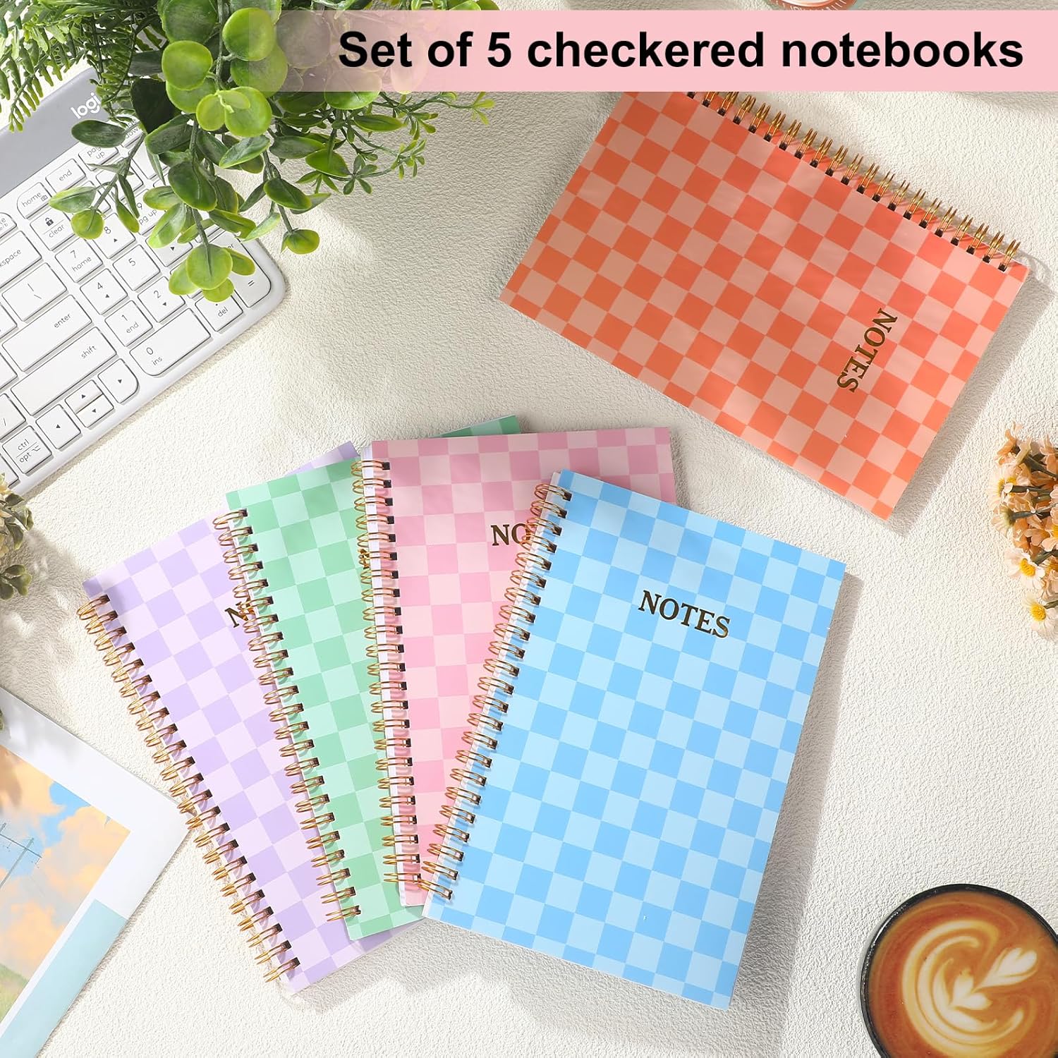 5 Pack Spiral Notebooks 8.27 x 5.51 Inch Aesthetic School Supplies A5 College Ruled 160 Pages/ 80 Sheets Cute Notebook for Work Students School Office Supplies - Image 2