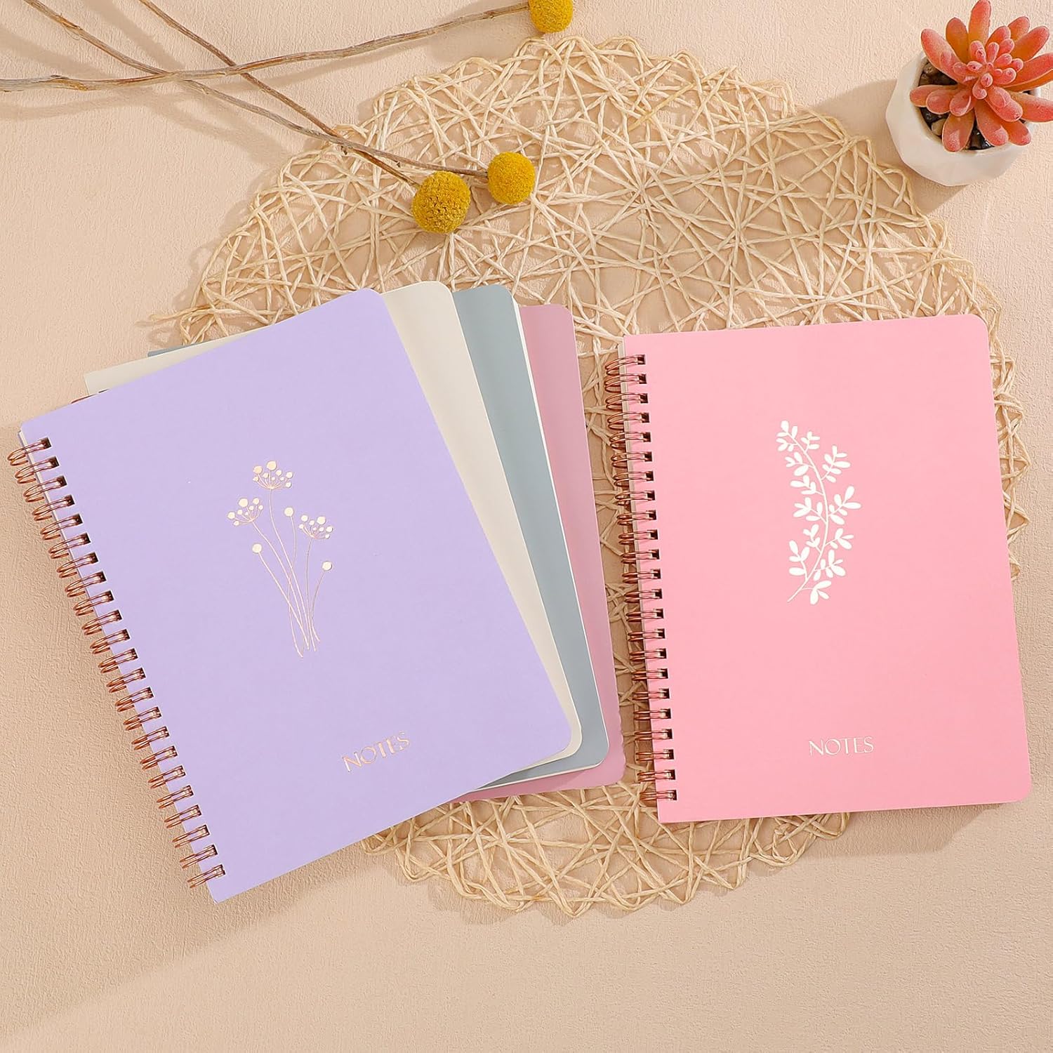 A5 Spiral Notebook College Ruled with Pockets, 6x8 Hardcover Journal with Lined160 Pages, 100 GSM Thick Paper, Writing Notebook for Work, Office & Note Taking, Durable Spiral Bound Notebook for Women (Cyan+Purple) - Image 2