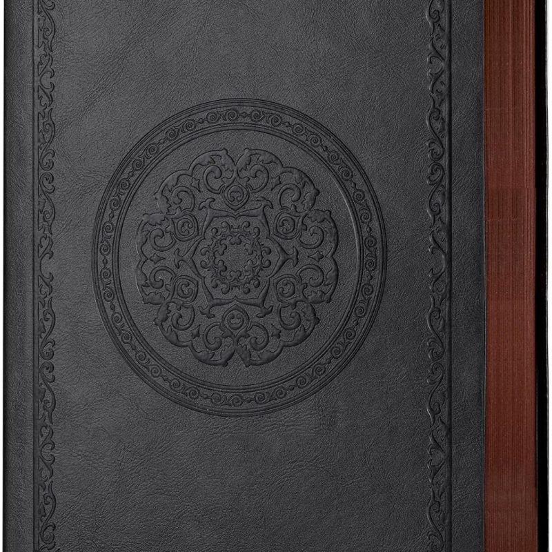 Leather Vintage Journal Notebook,300 Pages,Leather Softcover Lined Journal Notebooks for Women Men,Notebook Journals for Writing Travel,Business,Office,5.7'' X 8.3'',Black